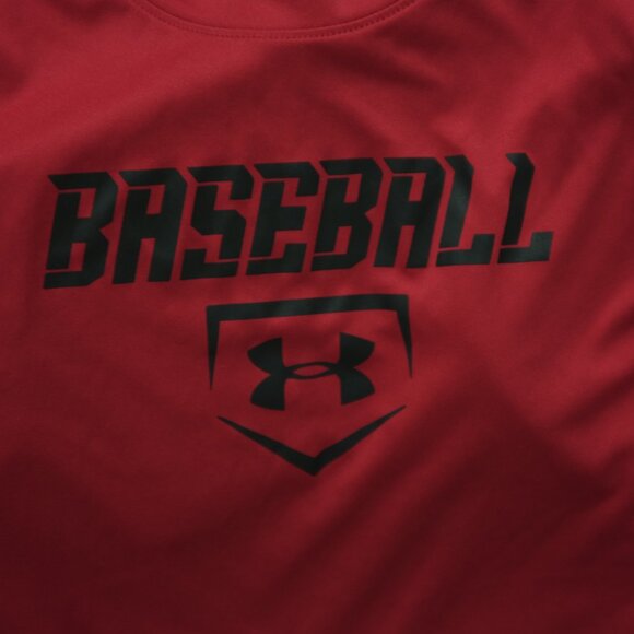 Under Armour Boys tshirt says Baseball Loose Heatgear Red size YLG - Picture 5 of 5